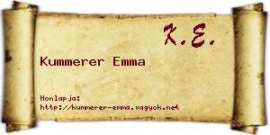 Kummerer Emma névjegykártya